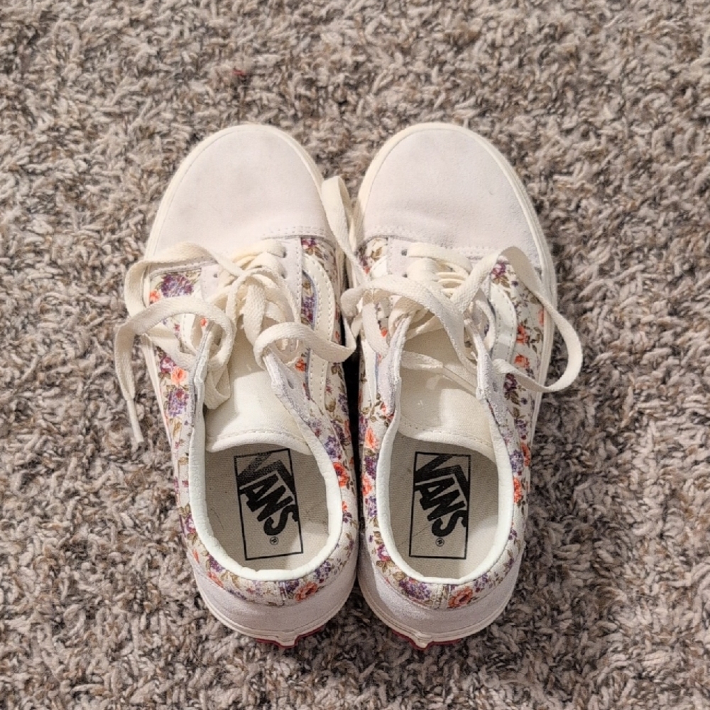 Vans Kids White Floral Sneakers